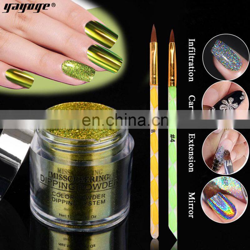 2019 new arrival holographic 10g glitter acrylic powder nail polish dipping powder with 12 colors