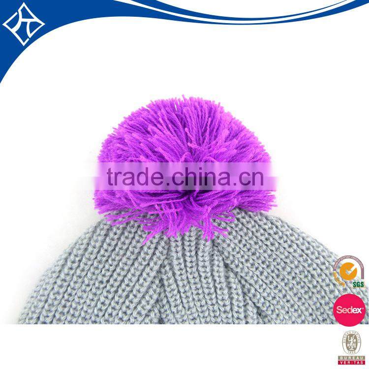 Custom top ball beanie knitting hat,cc winter beanie hat design