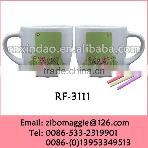 Belly Shape New Easter Designed Porcelain Tea Cup with Chalk for Porcelain Memo Cups