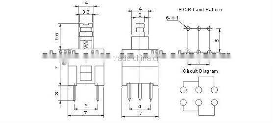 Button switch touch switch 6Pin KFC - 7.5 x7.5 locked unlocked