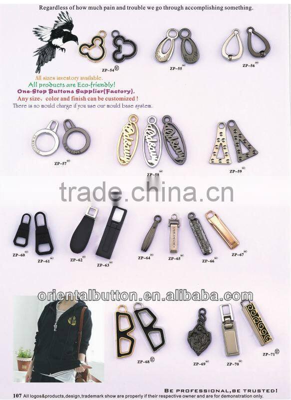 High end shiny gold metal zipper puller