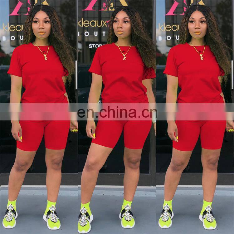 Manufacturer wholesale custom LOGO women's spring and summer mround neck T-shirt shorts street casual sports 2-piece set