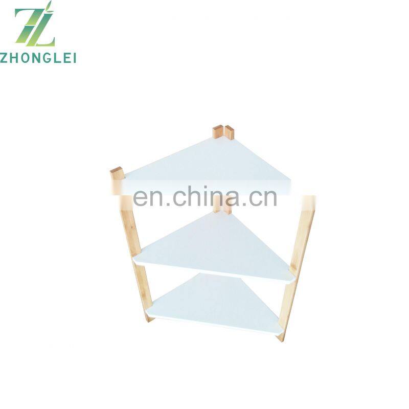 Bamboo Triangle Standing Shelf 3-Tier Storage Shelf In Bathroom