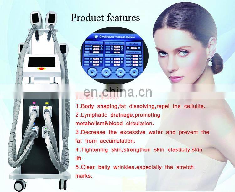 Vertical Slimming Effective 4 Handles Cryolipolysis Machine With 40k Cavitation RF system