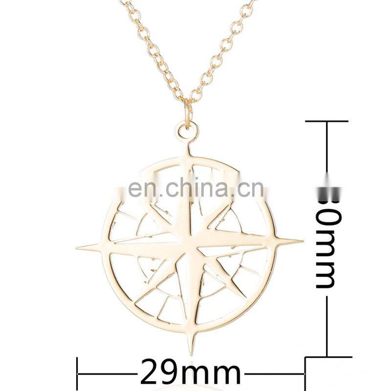 Punk Geometric Compss Necklace For Women Lover's Men Gift Tiny Round Compass Handmade Necklace Jewelry