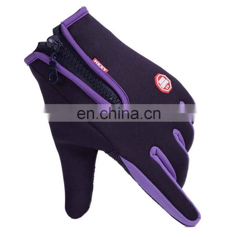 Wholesale Waterproof purple neoprene fabric with touchscreen fingers outdoor sport diving protective glove