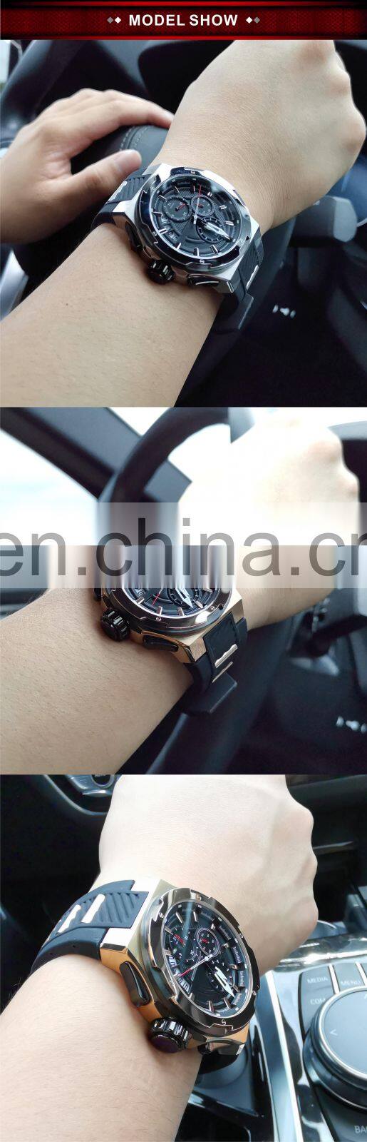 shenzhen dualtime stainless steel case silicon strap big sport men high quality brand watch