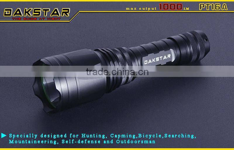 DAKSTAR PT16A CREE XML T6 18650 Aluminum Rechargeable Long Shot Deep Reflector 1000 Lumen Bike Light