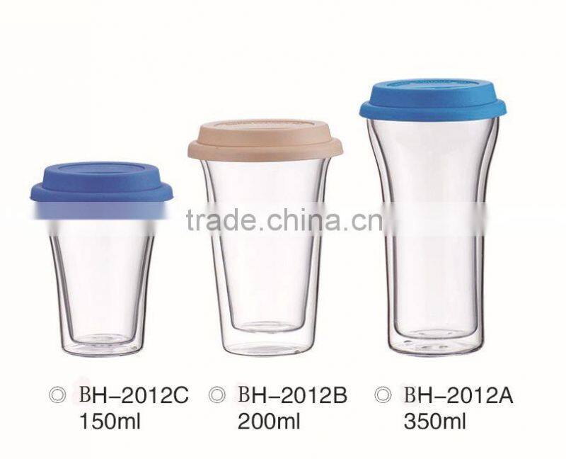 CE/EU/FDA/SGS/LFGB HANDBLOWN DOUBLE WALL TEA GLASS CUP WITH SILICONE SLEEVE