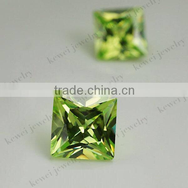 Wholesale jewelry Apple Green Square Princess Cut Cubic Zirconia