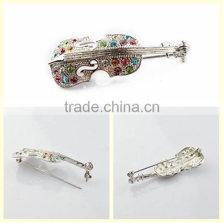 Direct buy China fashion jewelry new 2014 rhinestone violin brooches