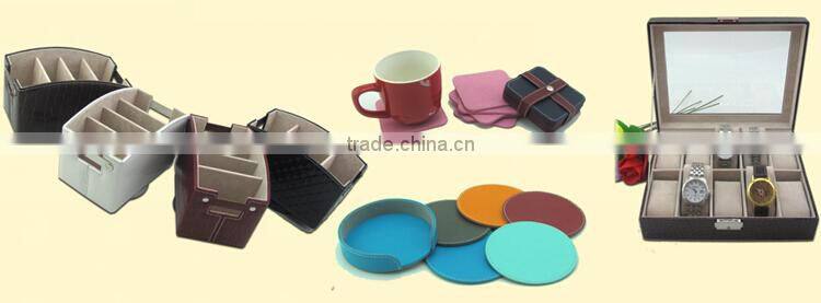 eco-friendly pu leather unique beverage drink coaster sets