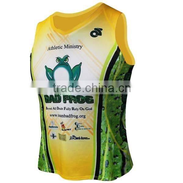 promotional custom sublimation running singlet, custom t-back singlet