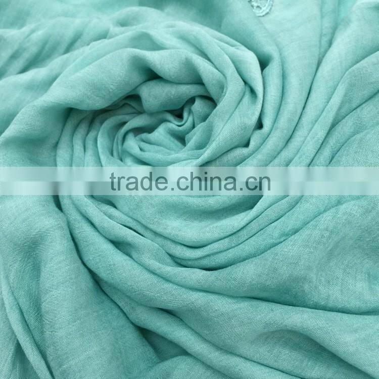 2016 Latest Charm Beautiful Hollow Out Butterfly Embroidery Plain Cotton Linen Scarf