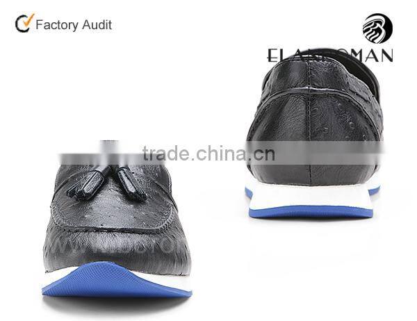 Ostrich grain british vintage style men tassel shoes loafer
