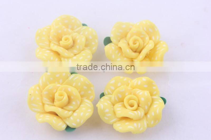 AAA Quality lime green clay flower beads in bulk!wholesale loose chunky polymer clay flower shaped beads for jewelry!