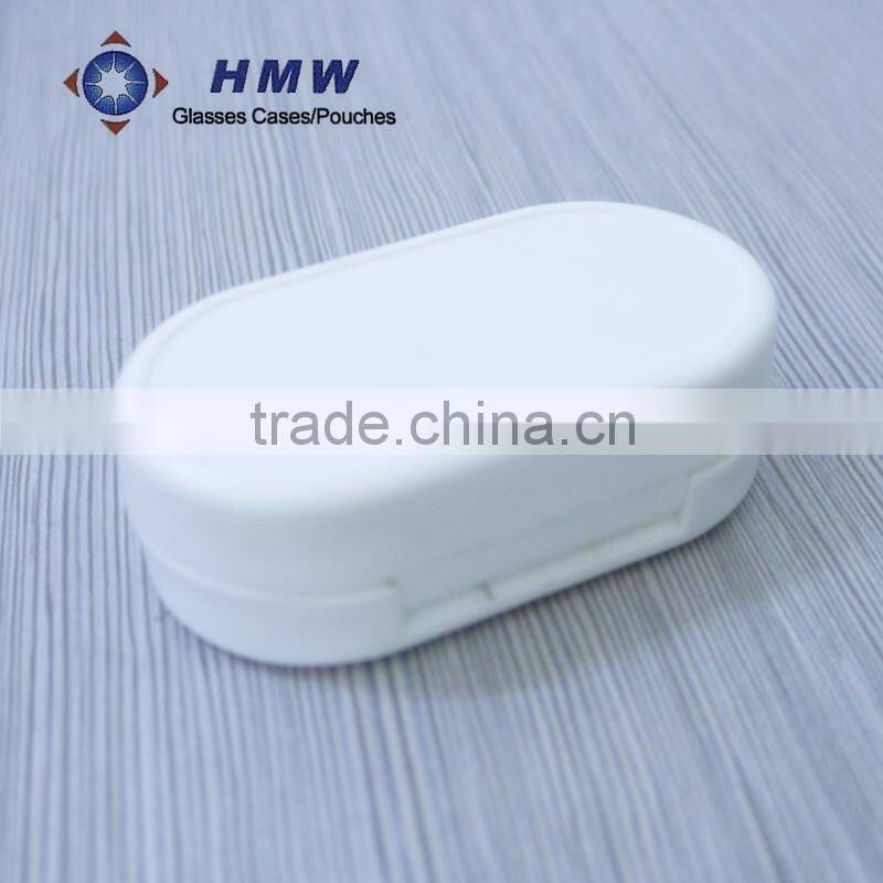white plastic compact contact lens case with dual box and mirror for eyewear