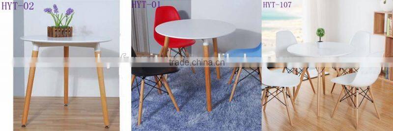 Modern living room furniture PP Plastic Table with Wooden Legs