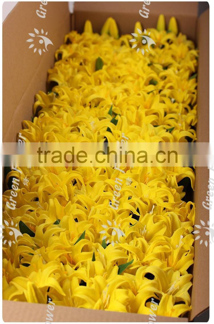 2016 Wholesale Four heads mini lily Artificial Flowers Real Touch Bouquet Wedding Bridal Home Declarative flowers