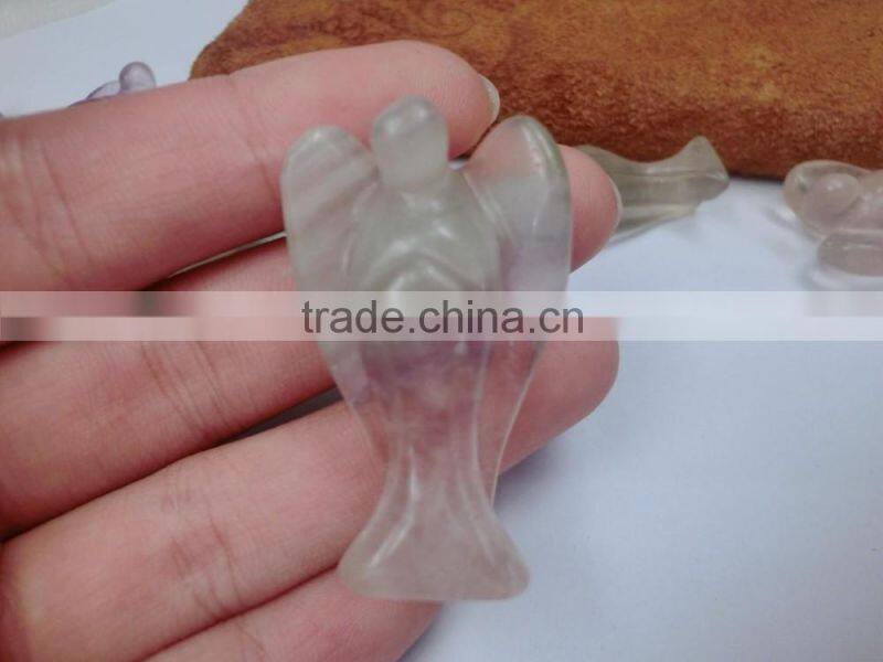 Natural Flourite Carving Angels Handicraft Carved Gemstone Angels Different Shape Different Size