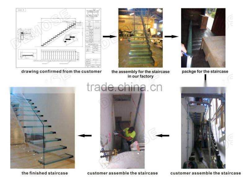 used metal stairs steel structure stair / wood steps for indoor stairs