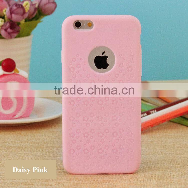 Ultra Thin Soft TPU Material with Cherry and Daisy Emboss Pattern Multi Color 360 Protective Back Cover for Iphone6 6plus