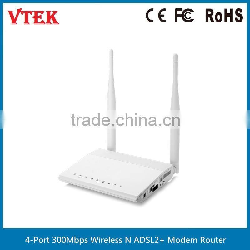 4-Port 300Mbps Wireless N ADSL2+ Modem Router with USB Port for storage