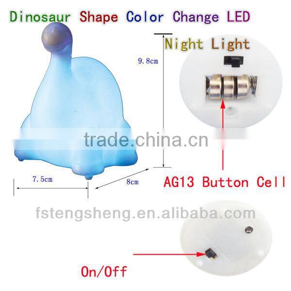 RGB color led dinosaur night light for kids with battery