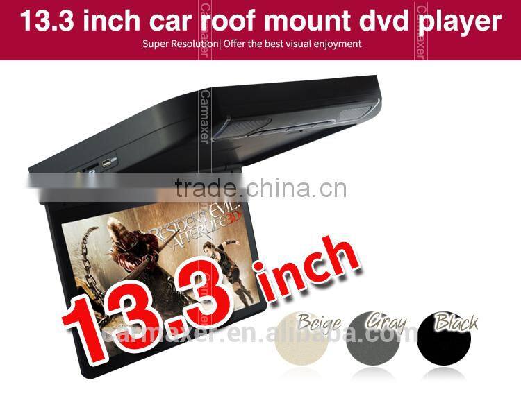 13.3inch car roof mount dvd player car tft lcd roof mounted monitor tv usb