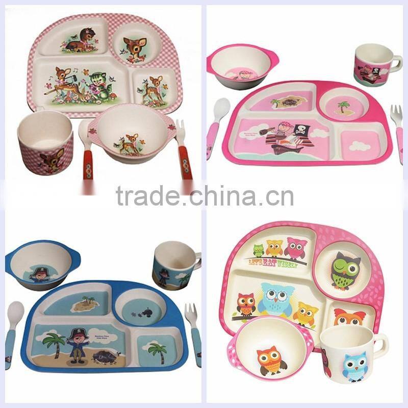 2016 New Style Eco-friendly Bamboo Fiber Kids Dinnerware Set