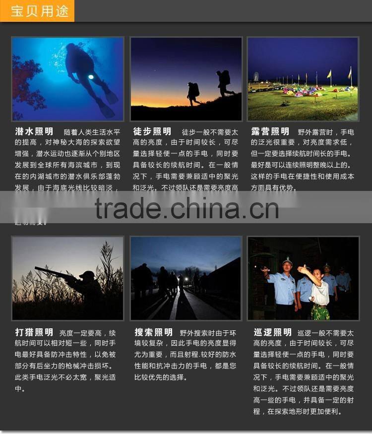 IP 68 high waterpoof flashlight for diving aluminum LED diving flashlight