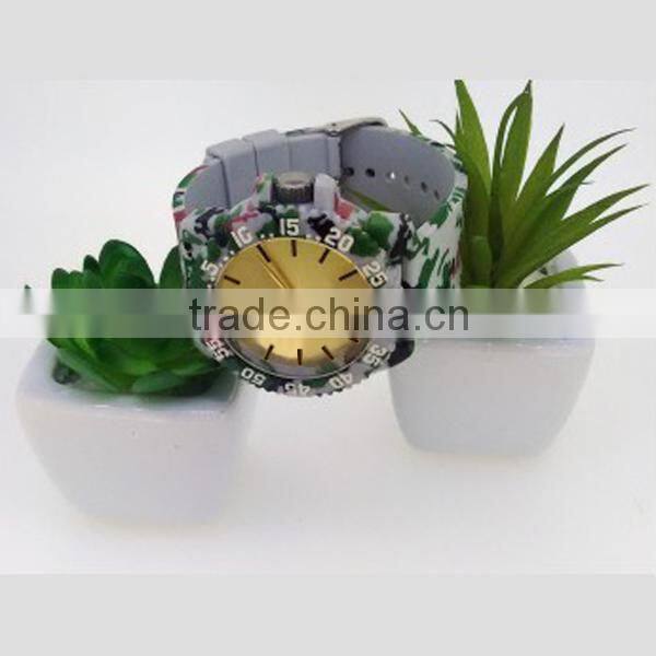 Silk printing men silicone rubber bracelet watch japan movt