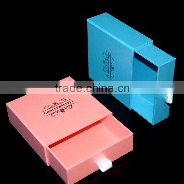 Free sample custom blue and green pullout drawer box with puller