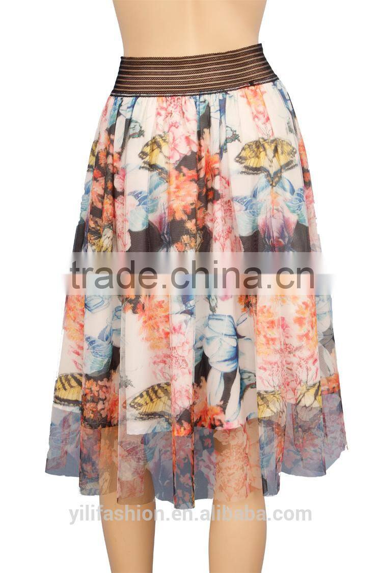 2015 fashion girls floral skirts luxury designer clothes for 18-30 days