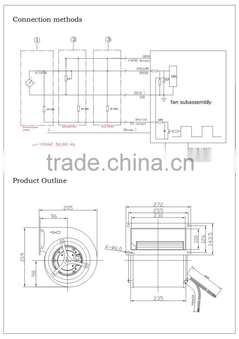 New Product! PSC ec blower fan dual inlet blower: 205*219*272 mm with CE and Erp 2015