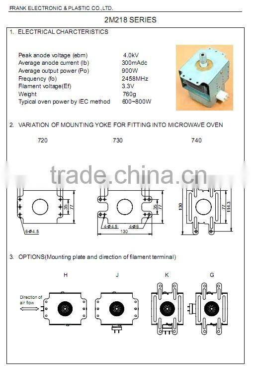 900w microwave oven parts for home use air cooling magnetron