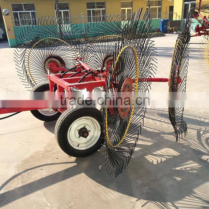 High performance 3 point hitch finger wheel hay rake for ranch using