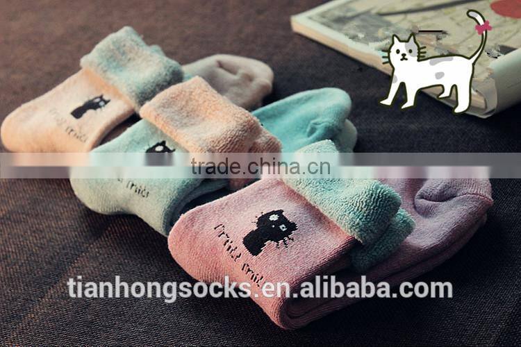Winter keep warm fashion thickening cartoon terry sock for girls and women