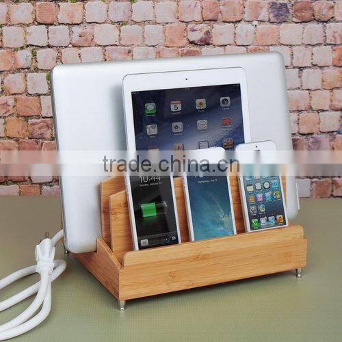 new design Charging Station and Dock with Built-in Power Strip Storage bamboo desk organizer pad and phone holder wholesale