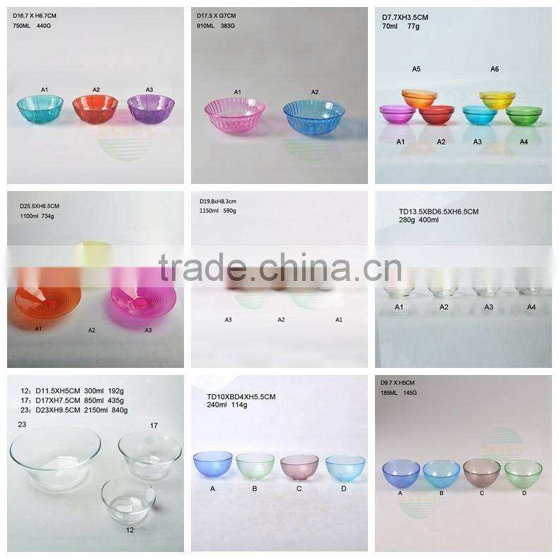 wide mouth kitchenware clear glass food bowl dinnerware