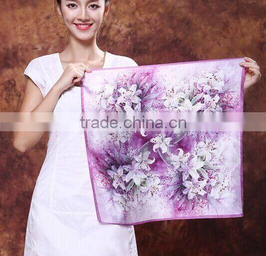 High Quality 100%silk 12mm Digital Print Square Silk Scarf
