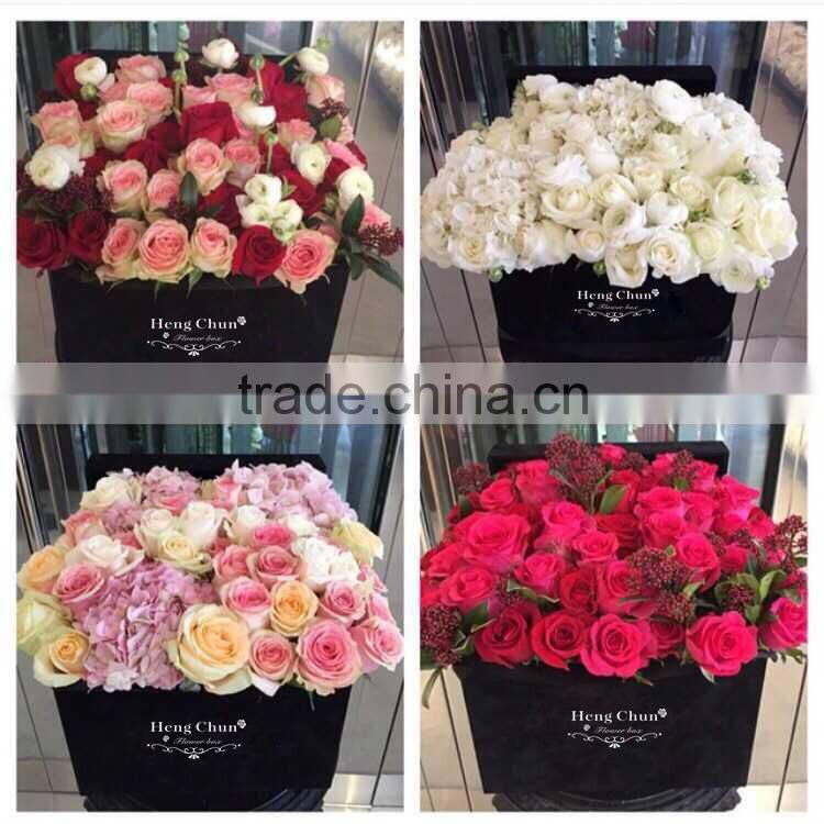 High quality black round flower boxes with ribbon