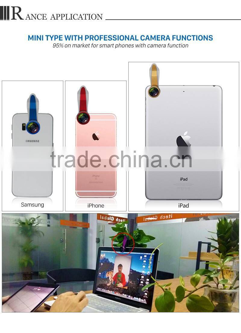 for iPhone iPad Samsung LG HTC Smartphone DSLR Lens 198 Degree Fisheye Lens Selfie Wide Lens 20X Macro Lens Clip Camera Lens