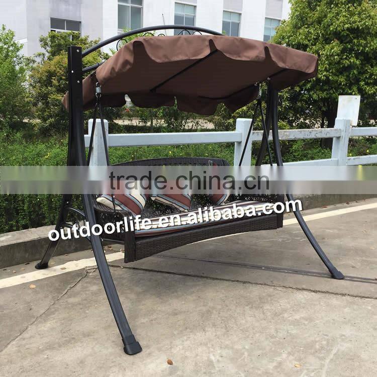 Outdoor double swing chair, rattan hanging swing chair