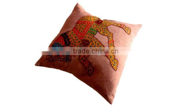 RTHCC-54 Indian Traditional Royal Horse Patchwork Art Kantha Cotton cushion covers New Year Christmas Home Decor Gift