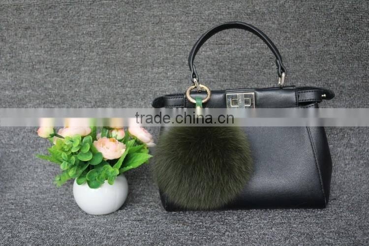 Real Natural Fox Fur Ball Pompom Keychain Hanging Accessory Pendant