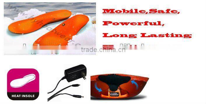 2013 CE&RoHS approved remote control Li-polymer electric rechargeable battery heated insoles for shoe