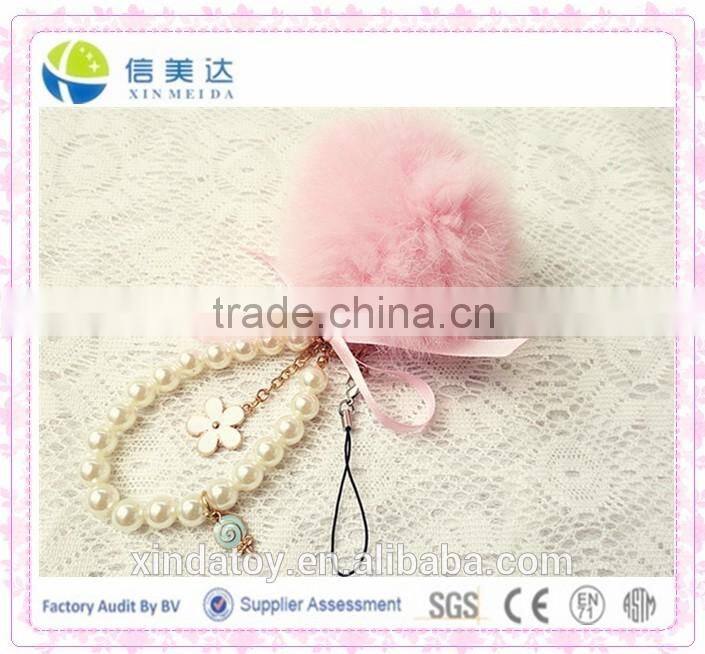 Fashion plush mobile phone and bag pendant/String of Pearls keychain plush toy