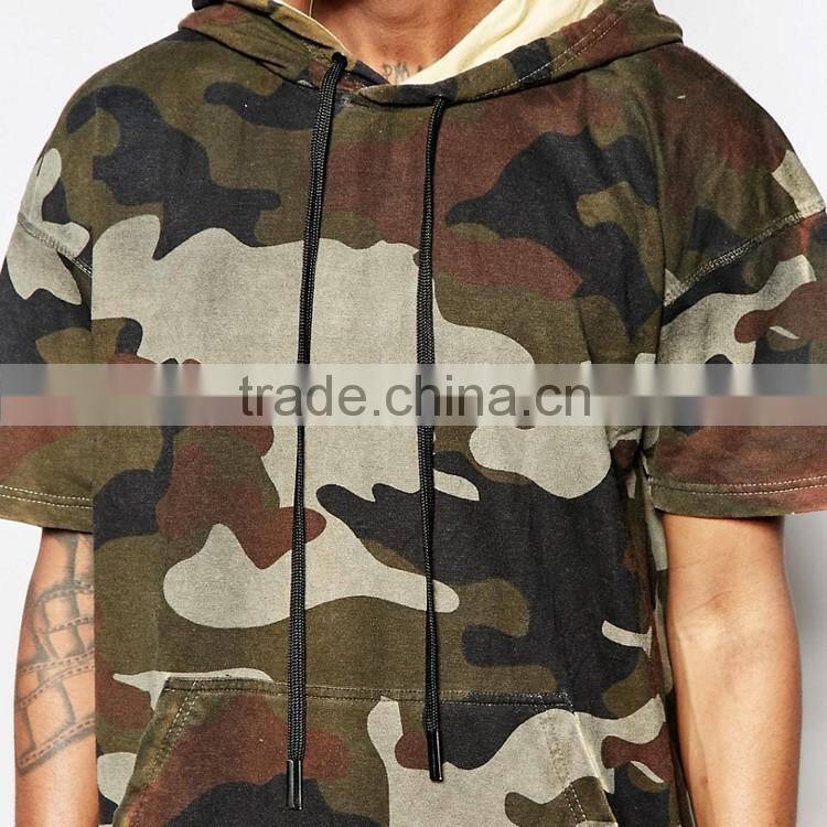 short sleeve custom hoodies pouch pocket pullover camo mens hoodies
