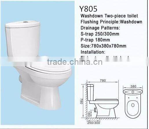 bathroom wc toilet bowl two piece toilets ceramic washdown Strap Ptrap toilet with basin colorful toilet Sri Lanka market Y805